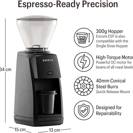 BARATZA Encore ESP Electric Burr Coffee Grinder Black