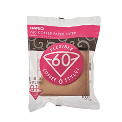 Hario V60 Coffee Filter Papers Size 01 - Natural Brown(100 Pack Bag) Misarashi