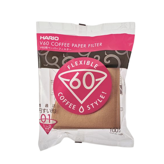Hario V60 Coffee Filter Papers Size 01 - Natural Brown(100 Pack Bag) Misarashi