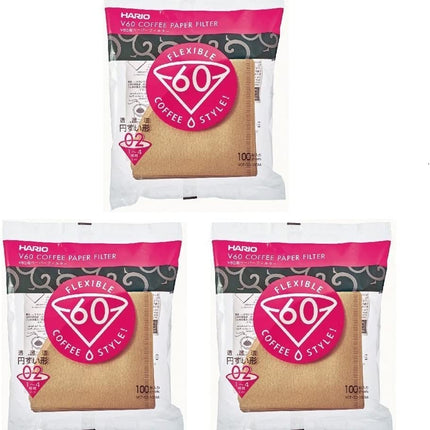 Hario V60 Coffee Filter Papers Size 02 - Natural Brown (100 Pack Bag) made in japan