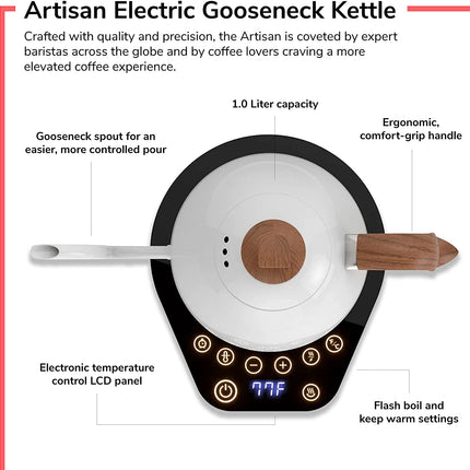 Brewista Artisan Gooseneck Electric Kettle 1 Litre  With Variable Temperature Control and Digital Display