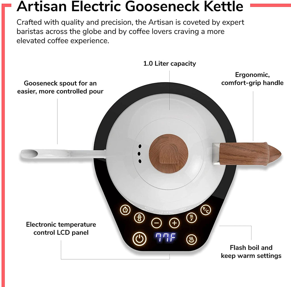Artisan Electric Gooseneck Kettle Stainless/Wood